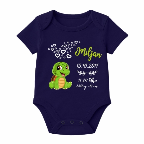 Baby Body kurz CUTE SCHILDKRÖTE personalisiert mit Geburtsdaten
