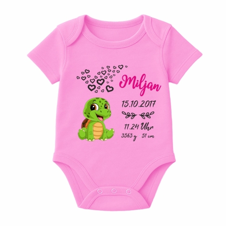 Baby Body kurz CUTE SCHILDKRÖTE personalisiert mit Geburtsdaten