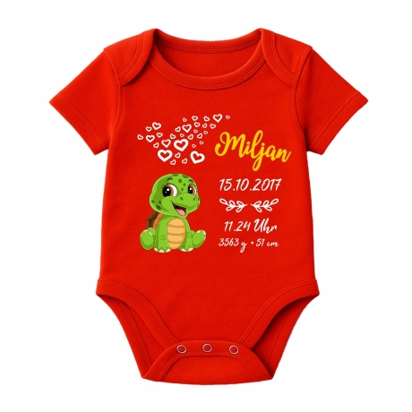 Baby Body kurz CUTE SCHILDKRÖTE personalisiert mit Geburtsdaten