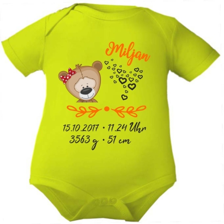 Baby Body SWEET BÄR personalisiert mit Geburtsdaten/Name