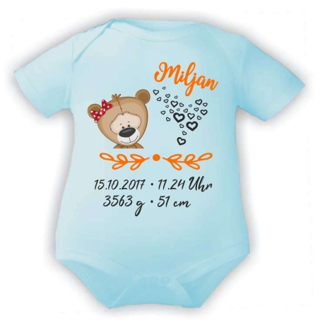 Baby Body SWEET BÄR personalisiert mit Geburtsdaten/Name