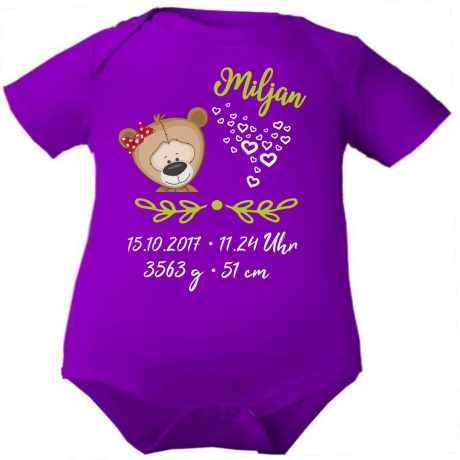 Baby Body SWEET BÄR personalisiert mit Geburtsdaten/Name