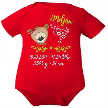 Baby Body SWEET BÄR personalisiert mit Geburtsdaten/Name