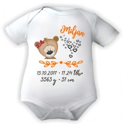 Baby Body SWEET BÄR personalisiert mit Geburtsdaten/Name