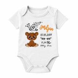 Baby Body kurz CUTE TEDDY personalisiert mit Geburtsdaten