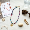 Boho Halskette aus buntem Achat mit Sonne Anhänger