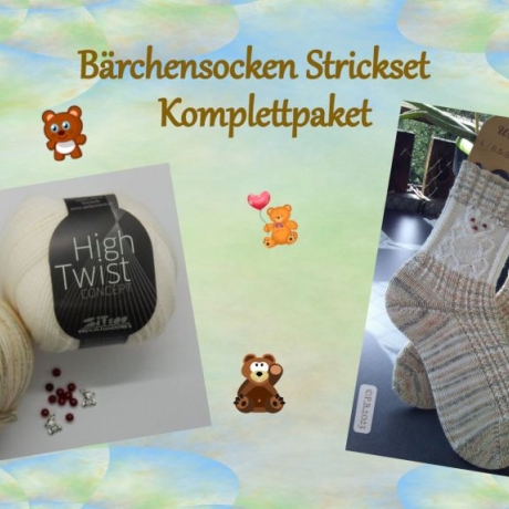 Wollset für Bärchensocken aus 4-fädiger HighTwist, 100g
