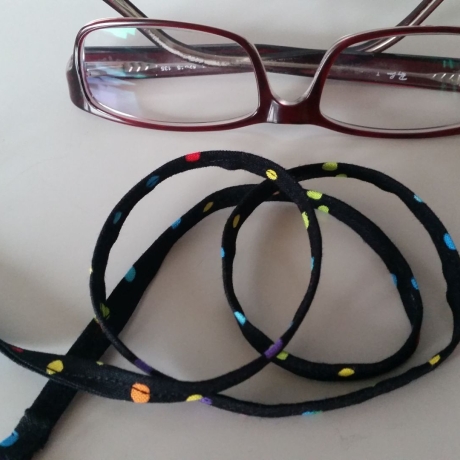  Brillenband schwarz mit bunten Punkten, für Sie oder Ihn