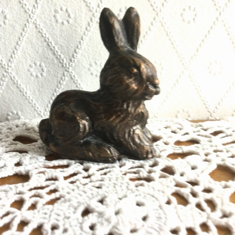 Vintage Hase aus massiver Bronze fein ziseliert 70er Jahre