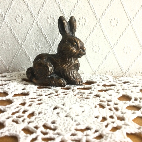 Vintage Hase aus massiver Bronze fein ziseliert 70er Jahre