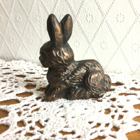 Vintage Hase aus massiver Bronze fein ziseliert 70er Jahre