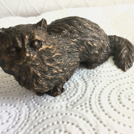 Vintage Katze Bronzefigur aus massiver Bronze aus den 70er Jahre