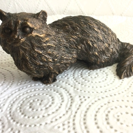 Vintage Katze Bronzefigur aus massiver Bronze aus den 70er Jahre