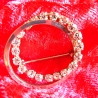 Vintage Brosche 2 Ringe mit Strass besetzt aus den 60er Jahren