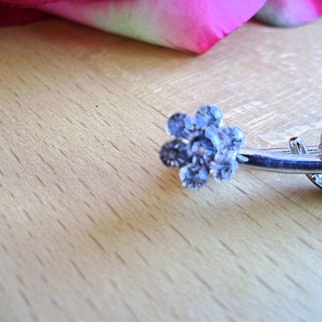 Vintage♥80er Jahre Brosche♥Kleine Blüte mit Strass♥