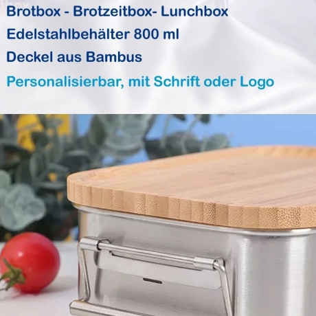 Brotzeitbox - Vesperbox ,1200ml   Edelstahl + Bambusdeckel