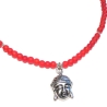 Kette rote Glasperlen Buddha 925er Silberkarabiner