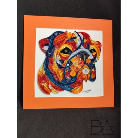 Hundebild - Bulldogge - Quilling Technik - Unikat