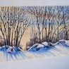 Bild Original Aquarell Winter Schnee Wandbild Gemälde 31x25cm