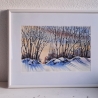 Bild Original Aquarell Winter Schnee Wandbild Gemälde 31x25cm