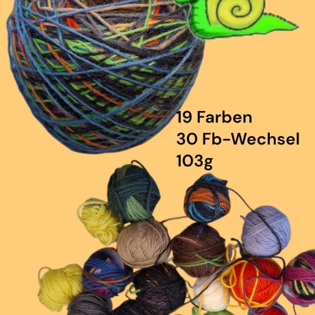 Buntstück #017 - nachhaltige re-wollt Knäuel Sockenwolle