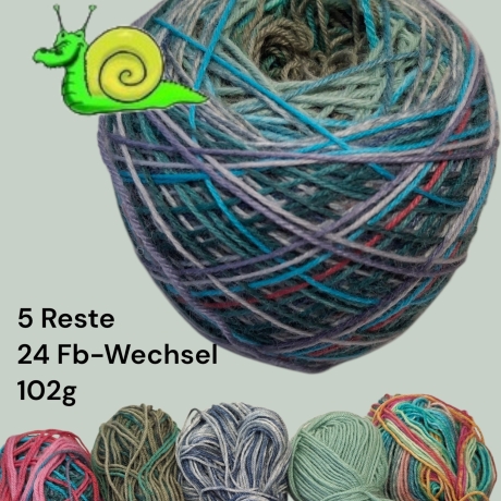 Buntstück #024 - nachhaltige re-wollt Knäuel Sockenwolle