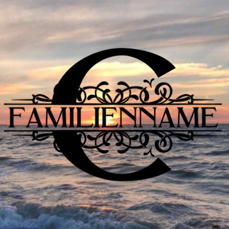 Aufkleber Monogramm C mit Familiennamen