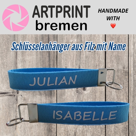 personalisierter Schlüsselanhänger aus Filz mit Name / Text