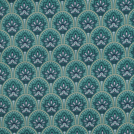 beschichtete Baumwolle Abstrakt Blumen teal petrol Poppy Fabrics