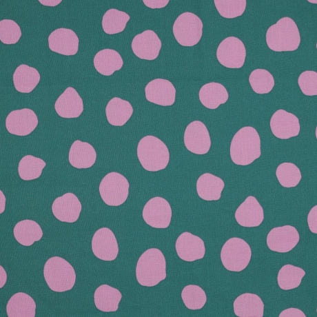 beschichtete Baumwolle Dots Punkte pink auf petrol Poppy Fabrics