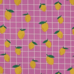 beschichtete Baumwolle Zitrone pink Karo Poppy Fabrics
