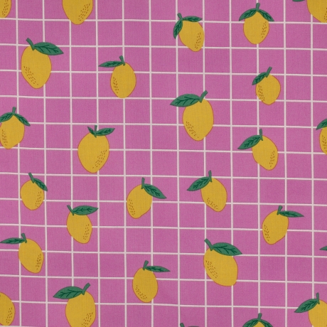 beschichtete Baumwolle Zitrone pink Karo Poppy Fabrics