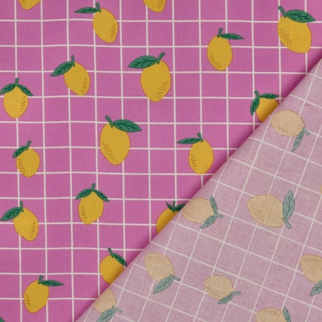 beschichtete Baumwolle Zitrone pink Karo Poppy Fabrics
