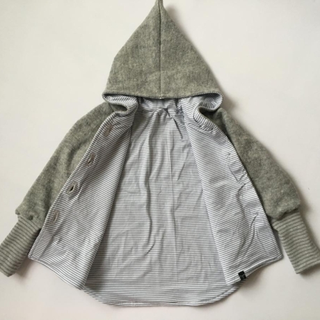 Wichteljacke aus Wollwalk Gr. 98-110 grau handmade