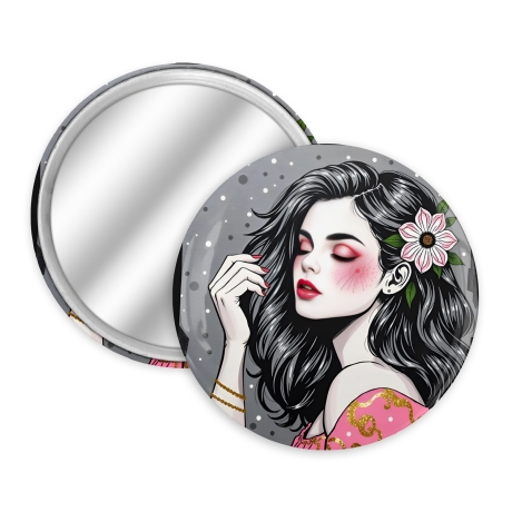 Taschenspiegel 70 mm rund, eleganter Klappspiegel für Damen