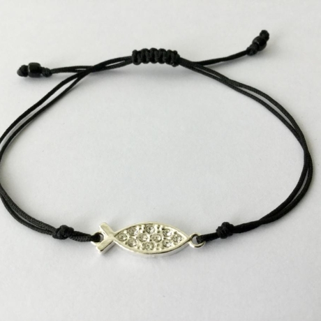 Armband Fisch Ichthys 925 Silber Makramee