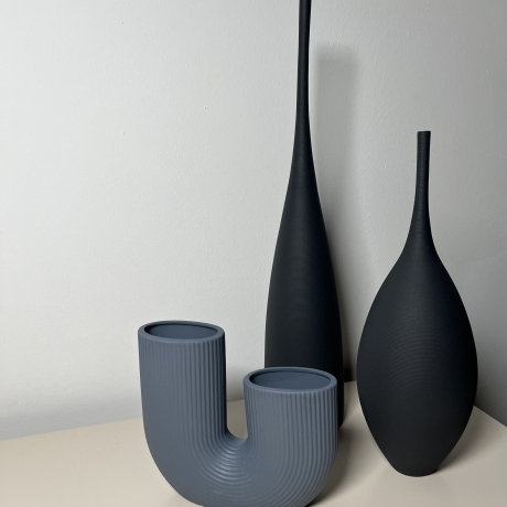 Moderne Vase schwarz Minimalismus Stil Decor Keramik  Ornamente 