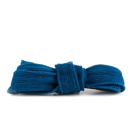 Seidenband Crinkle Crêpe Marineblau Seide handgenäht/-gefärbt