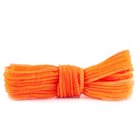 Seidenband Crinkle Crêpe Orange Seide handgenäht/-gefärbt