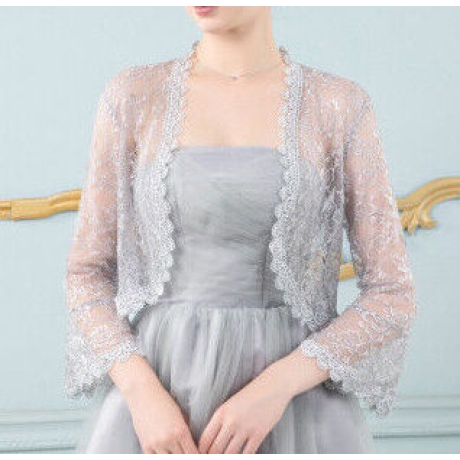Festliches offenes Bolero-Jäckchen Seide-Chiffon, 3/4 Ärmel
