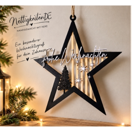 Weihnachtsstern z. Aufhängen, 3D-Druck Deko Tannenbaum Schriftzug