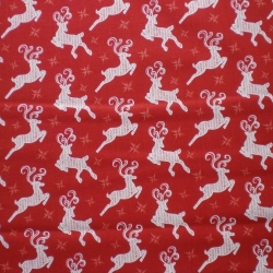 Nordic Holiday white reindeer on red 