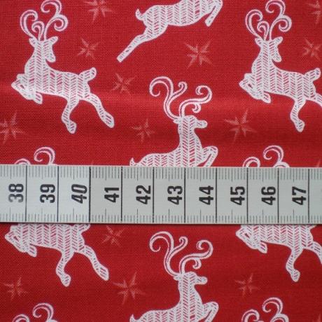 Nordic Holiday white reindeer on red 