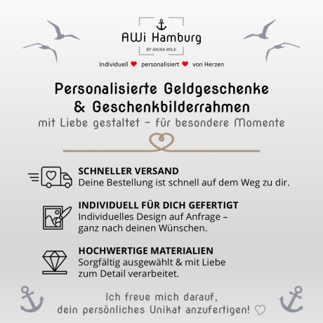 Personalisierter Geldgeschenkrahmen „Eule“ | Meisterprüfung