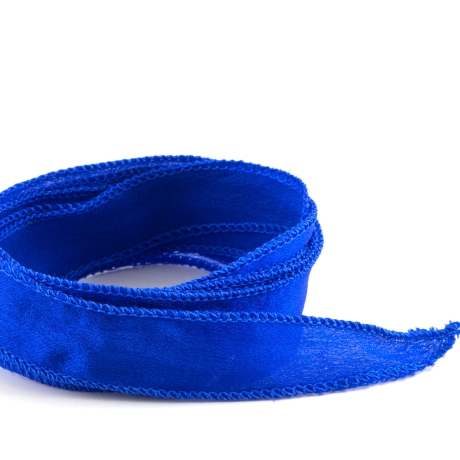 Crêpe Satin Seidenband Kobaltblau 100% Seide handgenäht/-gefärbt