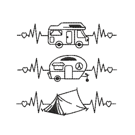 Stickdatei Camping Herzlinie Wohnwagen Wohnmobil Zelt