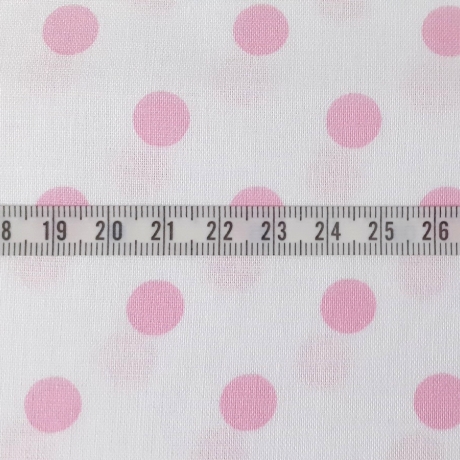 Druckstoff Capri Punkte weiß/rosa