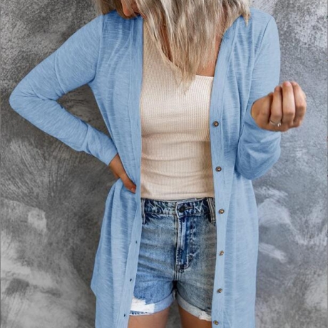 Cardigan-Langarm Sweater, 36-38. # CARD 50 hellblau