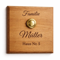 Klingelschild mit Messingknopf – personalisierbar 12x12cm