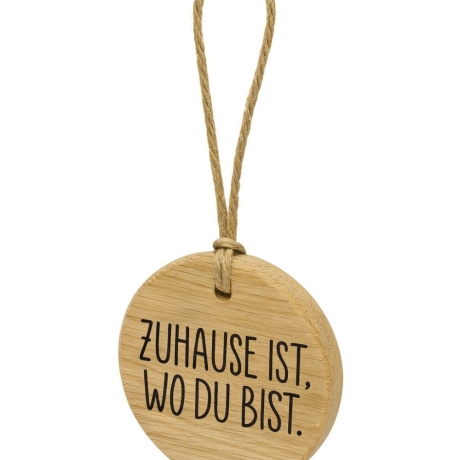 Holzschild „Zuhause ist, wo du bist.“ – aus Eiche mit Hanftau
